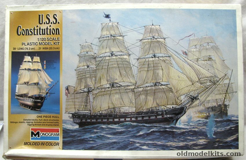 Monogram 1/120 USS Constitution with Sails - 30 Inches Long (ex-Imai Old Ironsides), 3705 plastic model kit